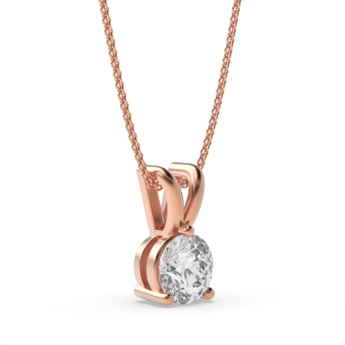 4 Prong Round Rose Gold split bale Solitaire Pendant Necklace