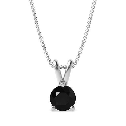 3 Prong Round Split bale Black Diamond Pendant Necklaces