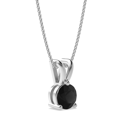 3 Prong Round Split bale Black Diamond Pendant Necklaces