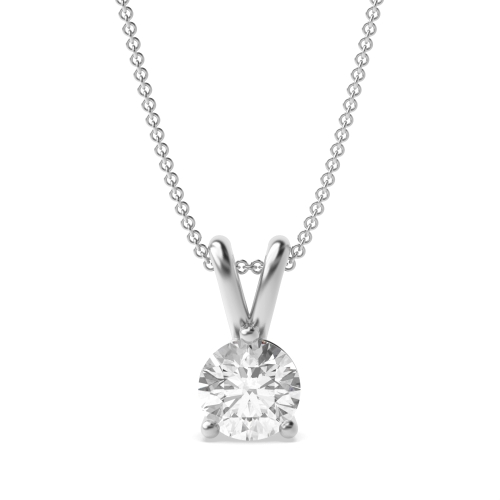 4 Prong Round split bale Solitaire Pendant Necklace