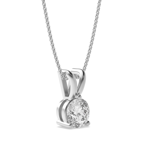 4 Prong Round split bale Solitaire Pendant Necklace