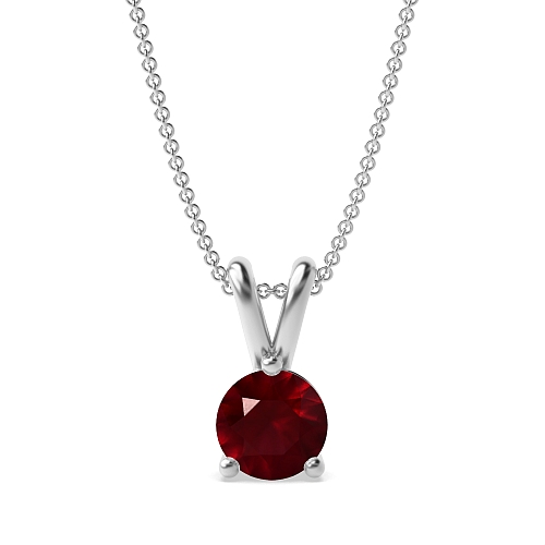 3 Prong Round Split bale Ruby Pendant Necklaces
