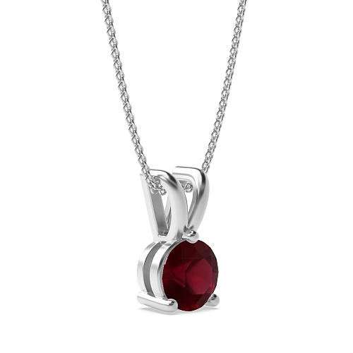 3 Prong Round Split bale Ruby Pendant Necklaces