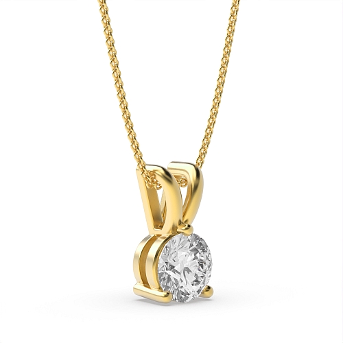 3 Prong Round Yellow Gold Split bale Pendant Necklaces