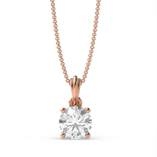 4 Prong Rose Gold designer bale Solitaire Pendant Necklace