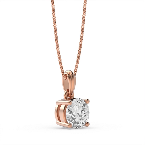 4 Prong Rose Gold designer bale Solitaire Pendant Necklace