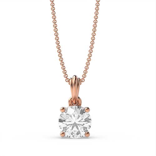 4 Prong Rose Gold Designer bale Pendant Necklaces