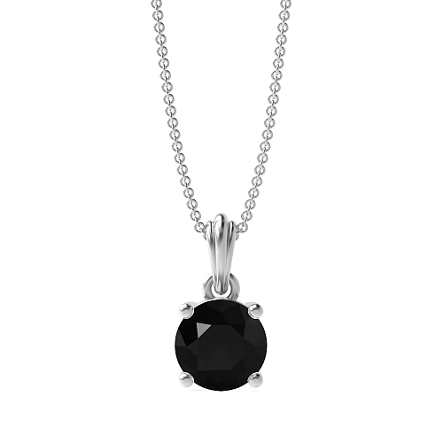 4 Prong Designer bale Black Diamond Pendant Necklaces