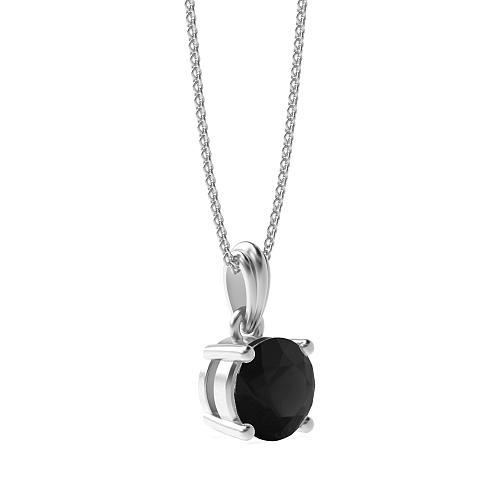 4 Prong Designer bale Black Diamond Pendant Necklaces