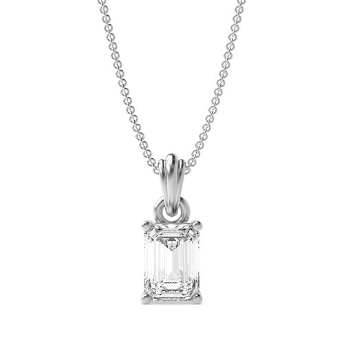 4 Prong Emerald Designer bale Pendant Necklaces