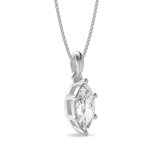 4 Prong Marquise Designer bale Pendant Necklaces