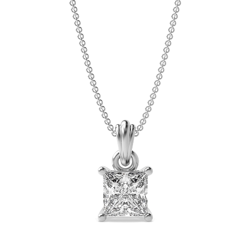4 Prong Princess Designer bale Pendant Necklaces