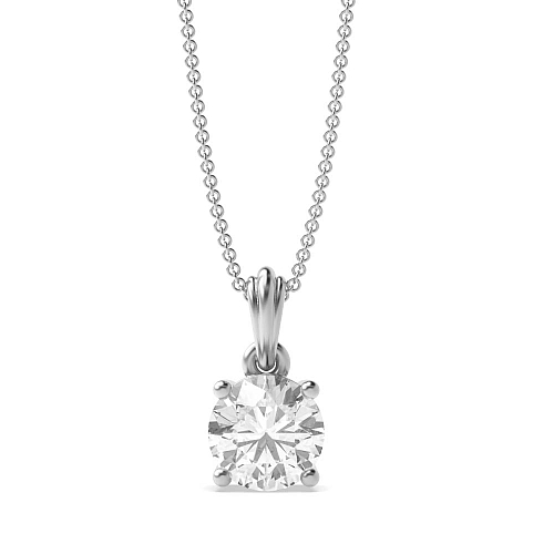 4 Prong Silver designer bale Solitaire Pendant Necklace