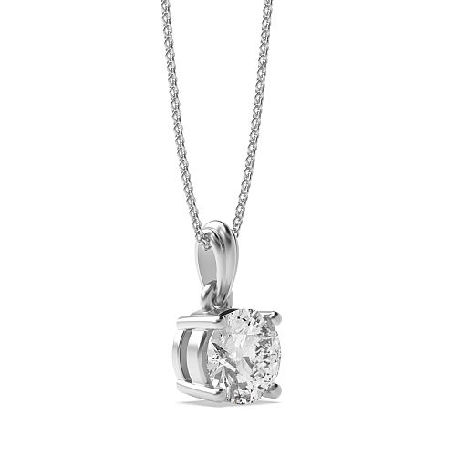 4 Prong Round designer bale Solitaire Pendant Necklace