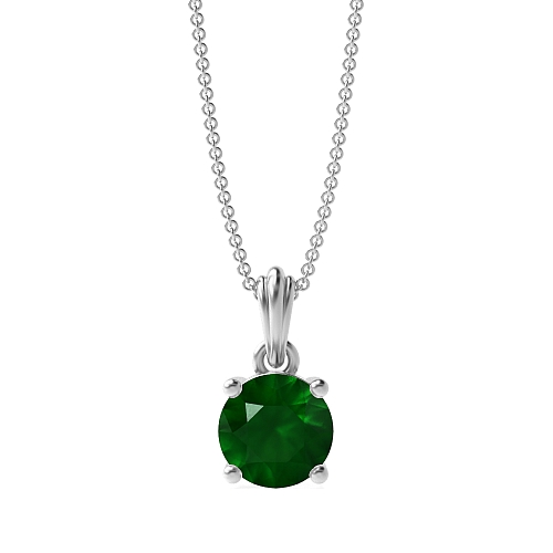 4 Prong Designer bale Emerald Pendant Necklaces