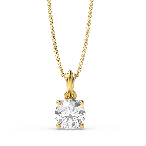4 Prong Yellow Gold Designer bale Pendant Necklaces