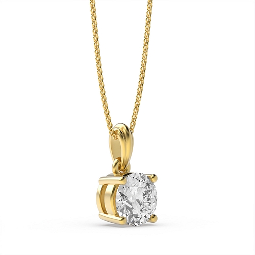 4 Prong Yellow Gold Designer bale Pendant Necklaces