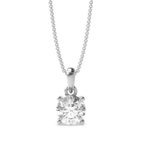 Gold Necklace for Women Round Solitaire Diamond Pendant