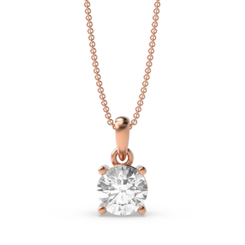 4 Prong Rose Gold soild bale with link Solitaire Pendant Necklace