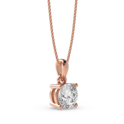 4 Prong Rose Gold soild bale with link Solitaire Pendant Necklace