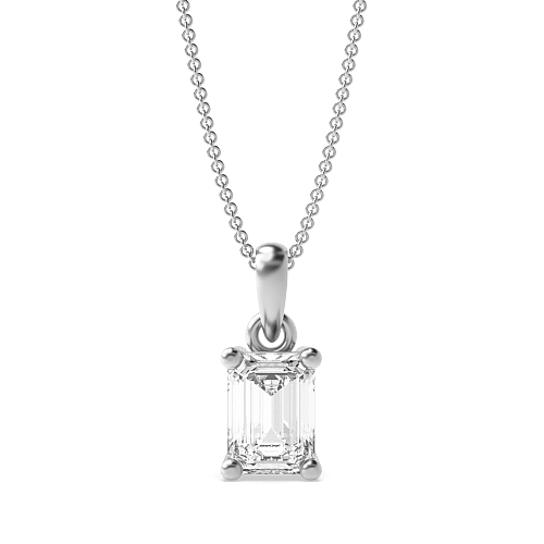 4 Prong Emerald Soild Bale With Link Pendant Necklaces