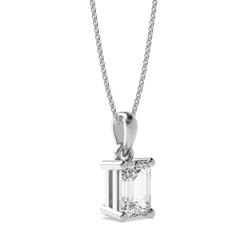 4 Prong Emerald Soild Bale With Link Pendant Necklaces