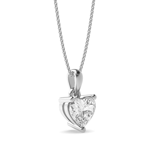 Prong Heart Soild Bale With Link Pendant Necklaces