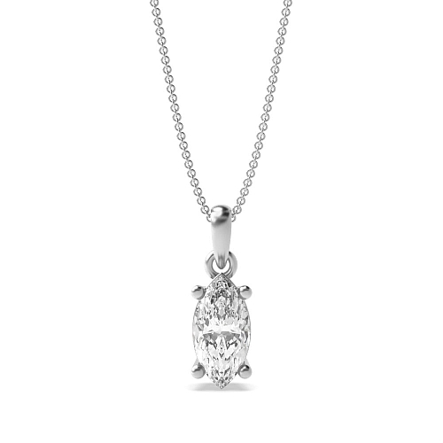 4 Prong Marquise Soild Bale With Link Pendant Necklaces