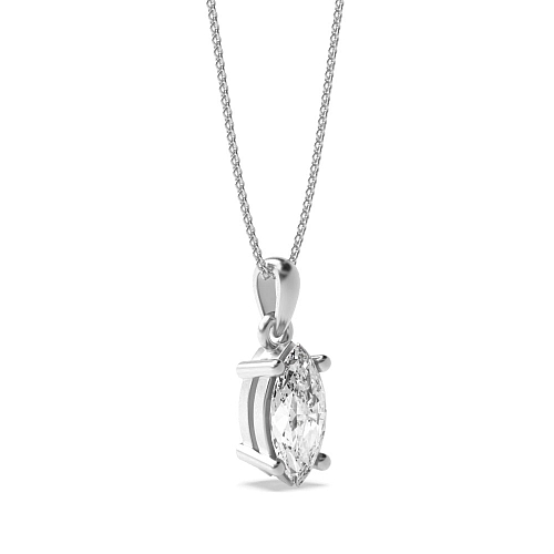 4 Prong Marquise Soild Bale With Link Pendant Necklaces