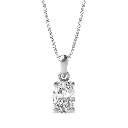4 Prong Oval Soild Bale With Link Pendant Necklaces