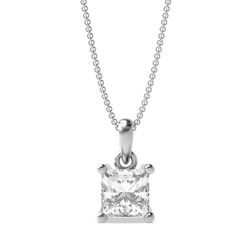 4 Prong Princess Soild Bale With Link Pendant Necklaces