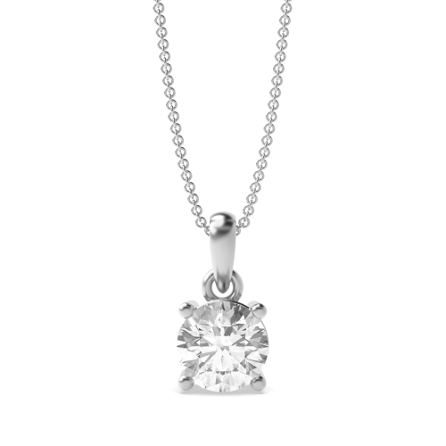 4 Prong Silver soild bale with link Solitaire Pendant Necklace