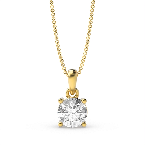 4 Prong Yellow Gold Soild Bale With Link Pendant Necklaces