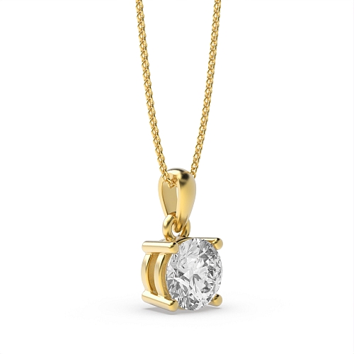 4 Prong Yellow Gold Soild Bale With Link Pendant Necklaces
