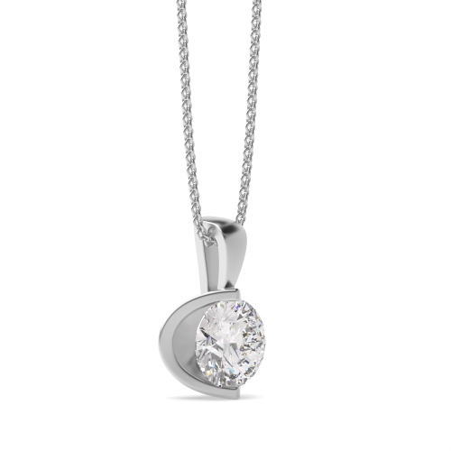 Bezel Setting Round White Gold Solitaire Pendant Necklace