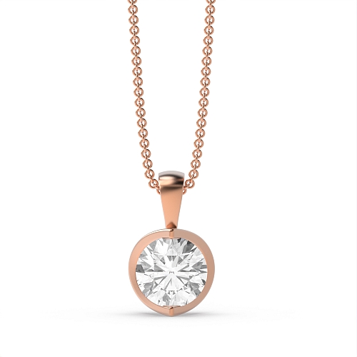 Bezel Setting Round Rose Gold Open set Pendant Necklaces
