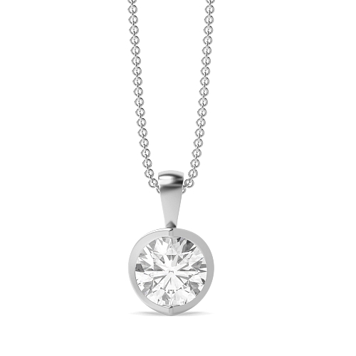 Bezel Setting Round Open set Pendant Necklaces