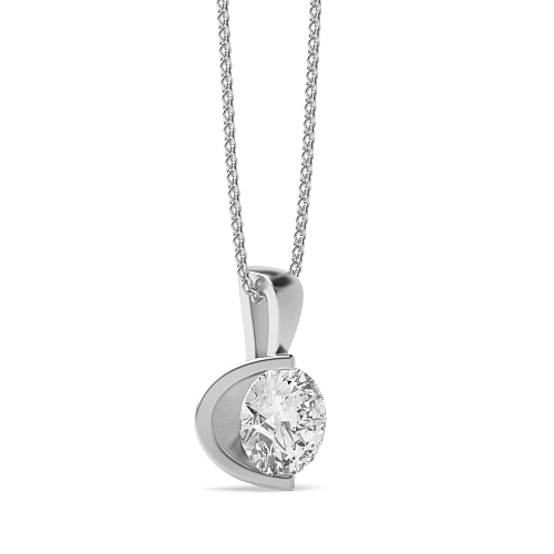 Bezel Setting Round Open set Pendant Necklaces