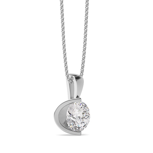 Bezel Setting Round open set Moissanite Solitaire Pendant Necklace