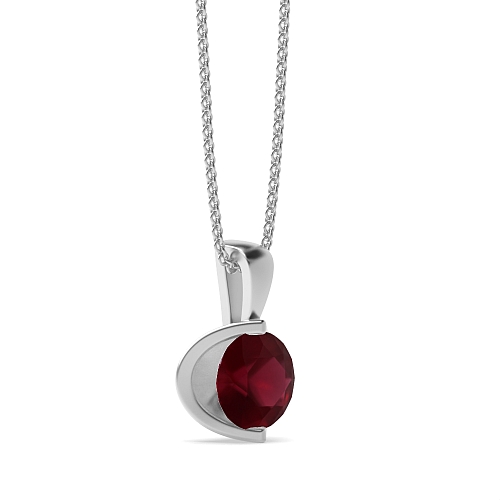 Bezel Setting Round Open set Ruby Pendant Necklaces