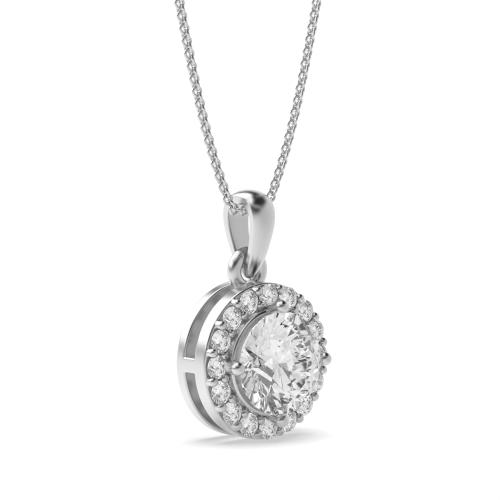 4 Prong Beam Halo Pendant Necklace