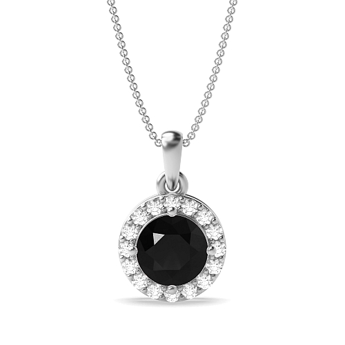 4 Prong Elegant Black Diamond Pendant Necklaces