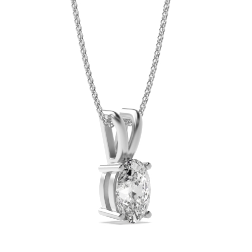 4 Prong Oval Shine Solitaire Pendant Necklace