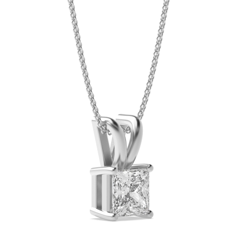 4 Prong White Gold Solitaire Pendant Necklace