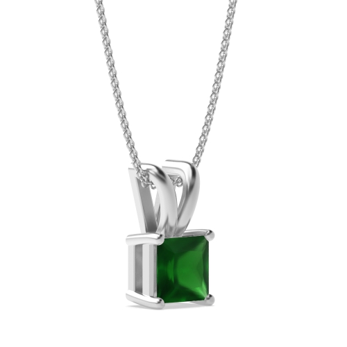 4 Prong Shine Emerald Solitaire Pendant Necklace