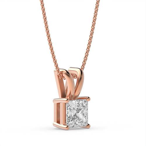 4 Prong Rose Gold split bale clasiic basket Solitaire Pendant Necklace