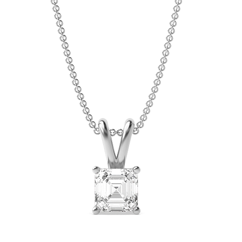 4 Prong Asscher Split bale clasiic basket Solitaire Pendant Necklaces
