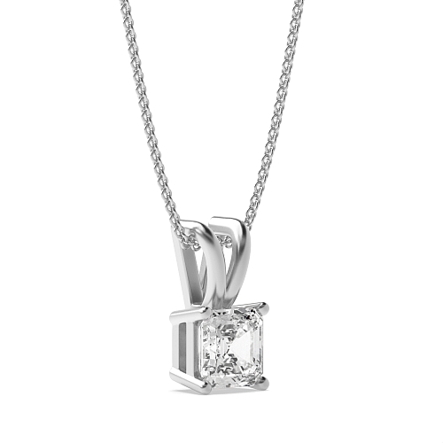4 Prong Asscher Split bale clasiic basket Solitaire Pendant Necklaces