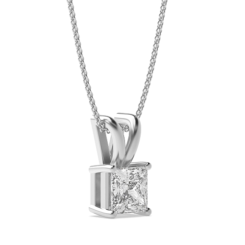 4 Prong Silver split bale clasiic basket Solitaire Pendant Necklace