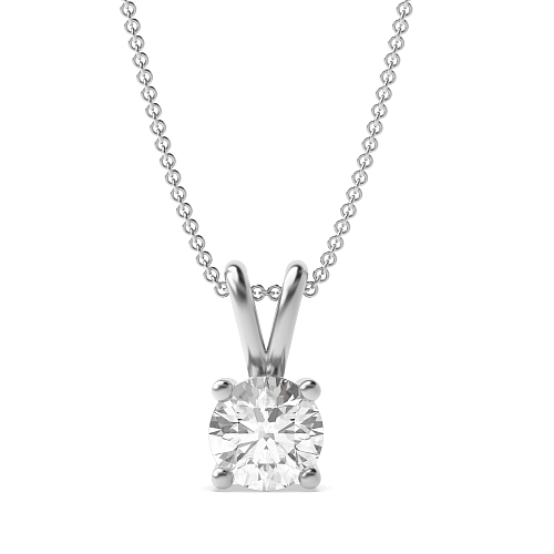 4 Prong Round split bale clasiic basket Solitaire Pendant Necklace